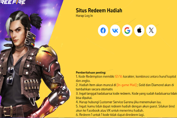 Kode Redeem FF 22 Juli 2024